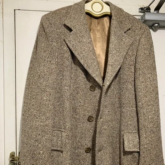 VINTAGE SIMPSONS THE STORE FOR MEN TWEED TRENCH COATS SIZE L/XL - Picture 10 of 12